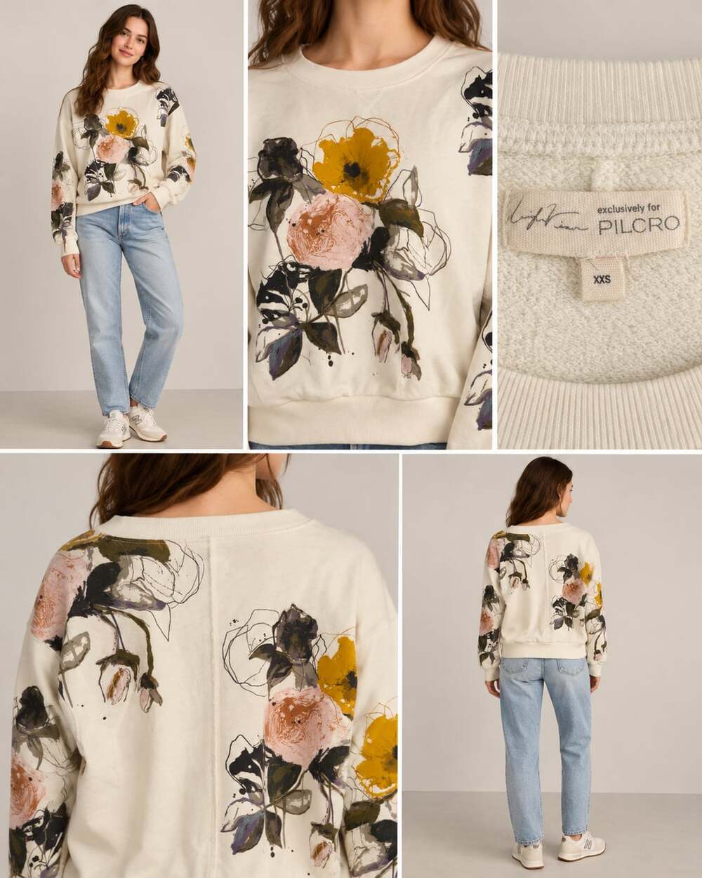 Pilcro for Anthropologie Floral Print Sweatshirt XXS